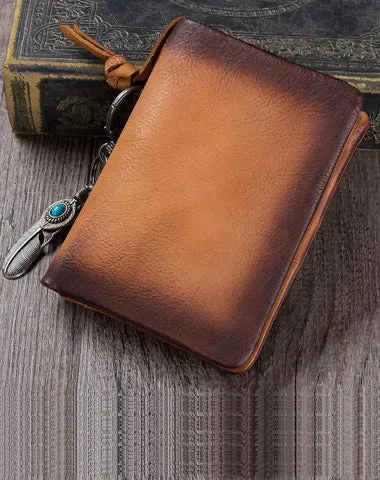 Cool Mens Brown Bifold Leather SMall billfold Wallet on sale Vintage Black Small Wallet on sale for Ladies