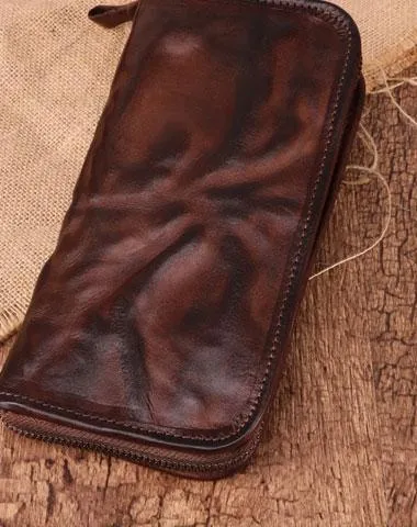 COOL MENS LEATHER ZIPPER LONG CLUTCH WALLETs ZIPPER VINTAGE LONG WALLET FOR MEN Cyber Monday wallet sale
