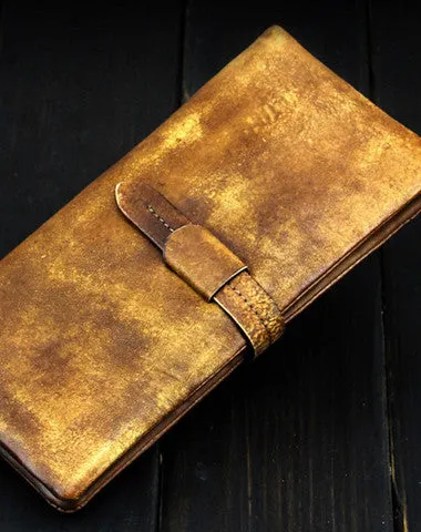 Cool mens long leather wallet vintage brown leaather long wallet for men Cyber Monday wallet sale