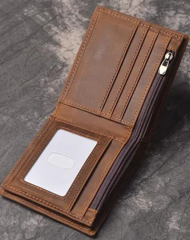 Cool RFID Leather Mens Bifold Small Wallet on sale billfold Wallet on sale Front Pocket Wallets on sale for Men