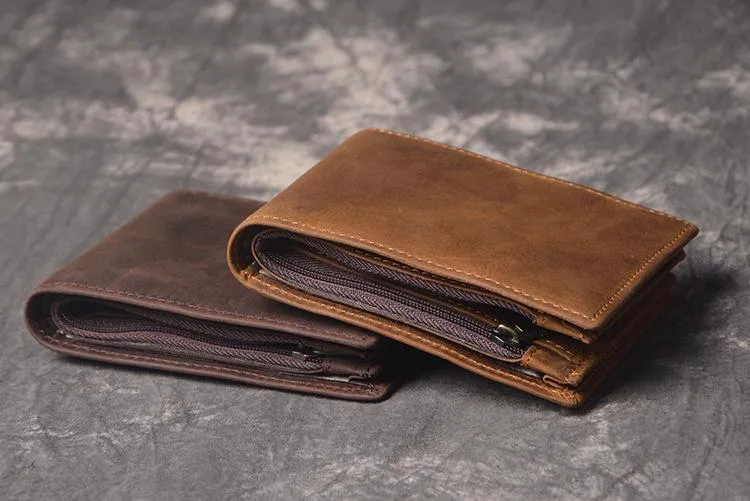 Cool RFID Leather Mens Bifold Small Wallet billfold Wallet Front Pocket Wallets for Men