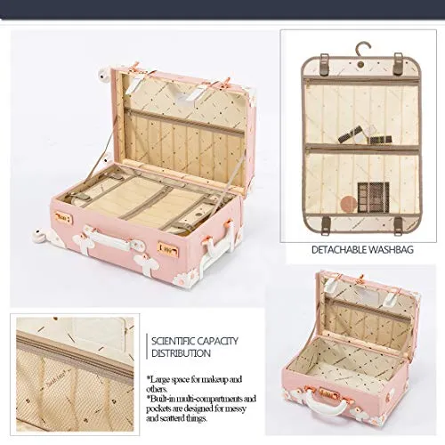 COTRUNKAGE 26 Inch Large Vintage Luggage Set 2 Pieces Rolling Suitcases for Women (13" & 26", Embossed Pink)
