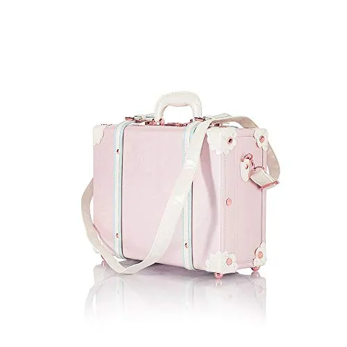 COTRUNKAGE Large 16" Carry On Suitcase Cute Pu Leather Floral Overnight Vintage Trunk Luggage Bag for Women (16", Cherry Pink) mega luggage savings