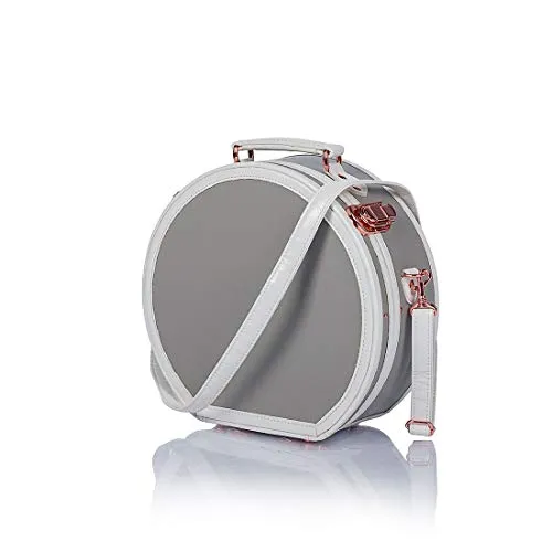 COTRUNKAGE Small Round Hat Box Carry On Luggage Bag (Small, Light Grey) mega luggage savings