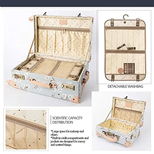COTRUNKAGE Travel Vintage Luggage Set for Women with Spinner Wheels, Floral (13" & 26")