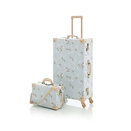 COTRUNKAGE Travel Vintage Luggage Set for Women with Spinner Wheels, Floral (13" & 26") mega luggage savings