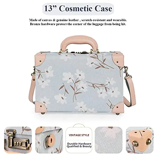 COTRUNKAGE Travel Vintage Luggage Set for Women with Spinner Wheels, Floral (13" & 26")