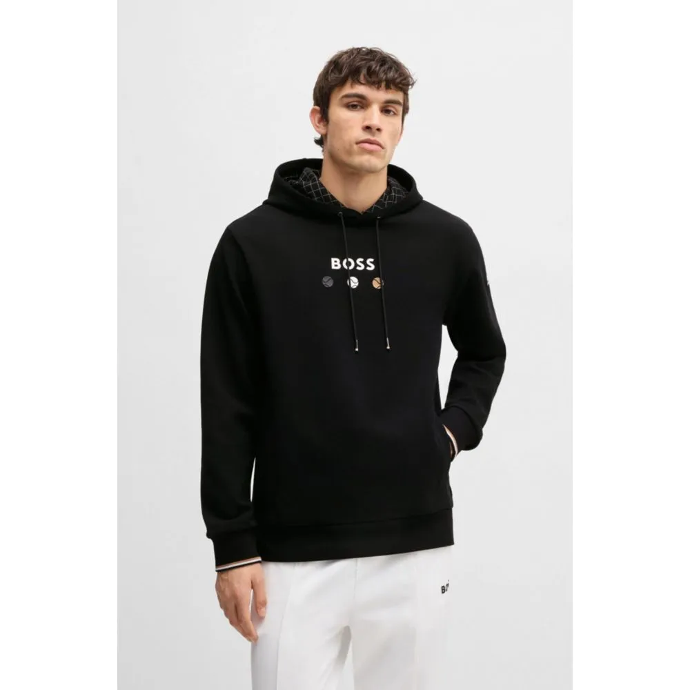 Cotton hoodie with tennis artwork