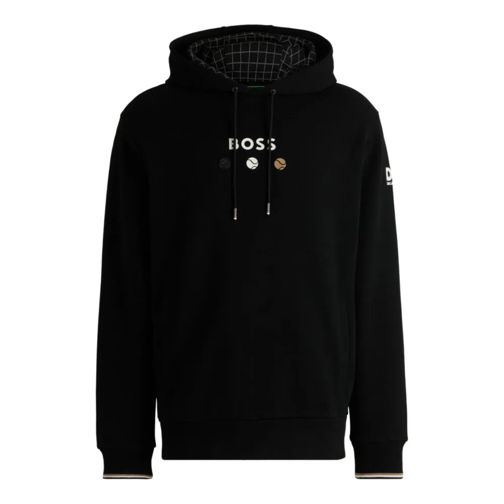 Cotton hoodie with tennis artwork