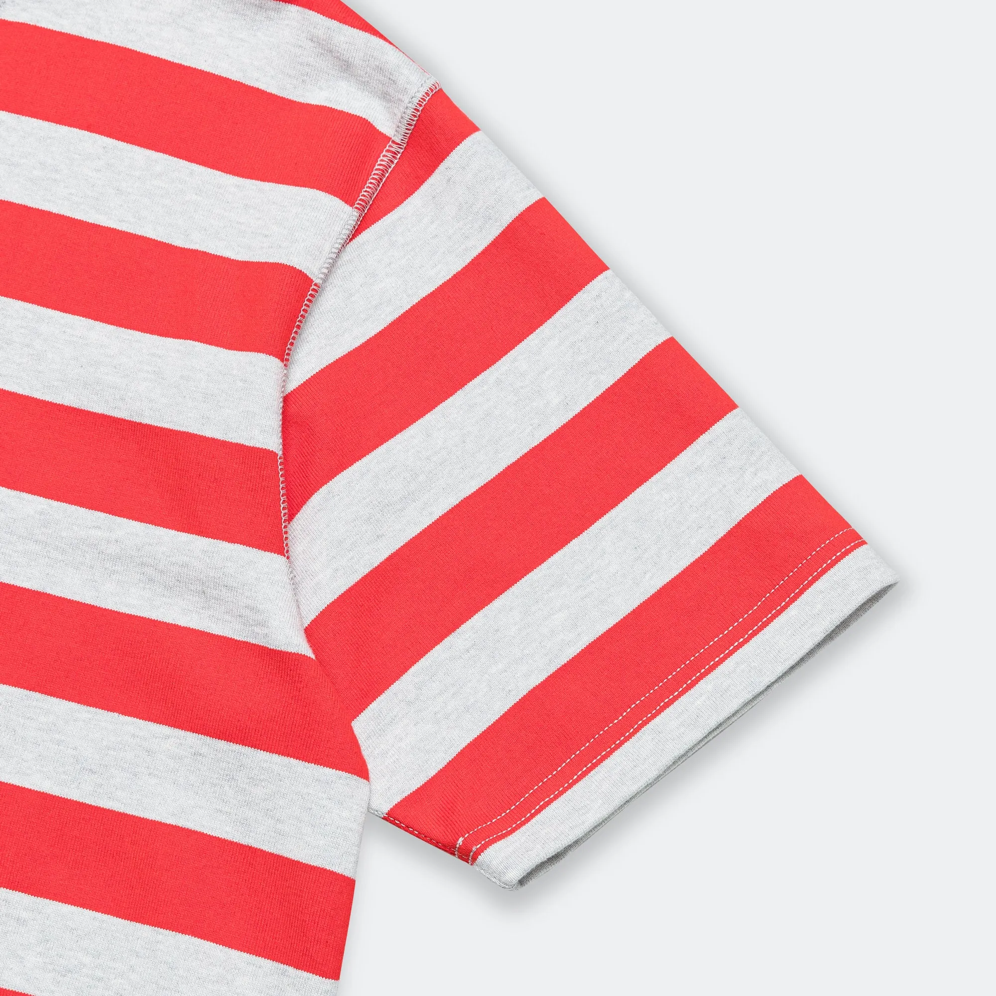 Cotton Jersey Stripe T-Shirt - Grey/Red