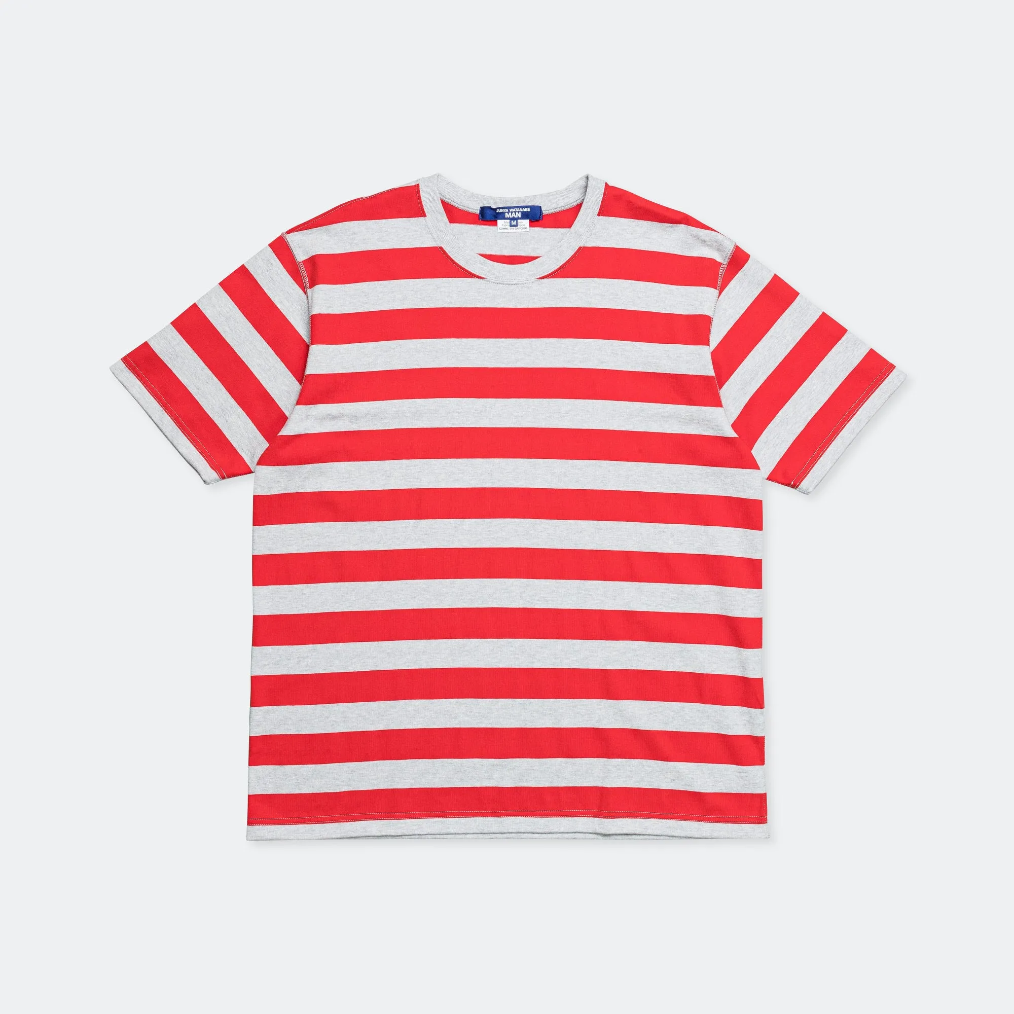 Cotton Jersey Stripe T-Shirt - Grey/Red
