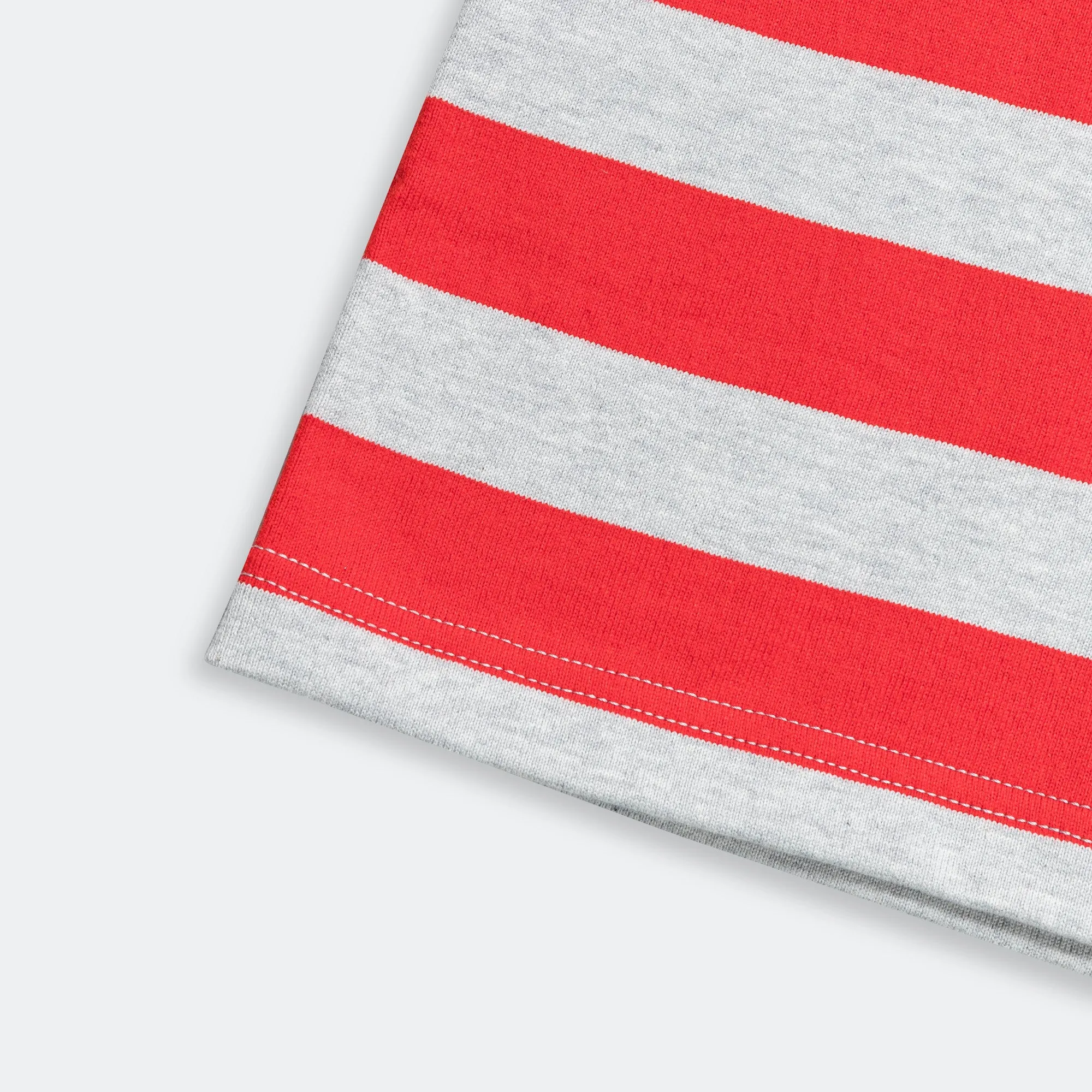 Cotton Jersey Stripe T-Shirt - Grey/Red