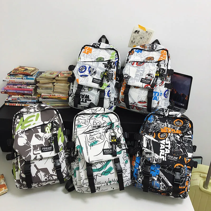 Couple backpack fashion camouflage graffiti 