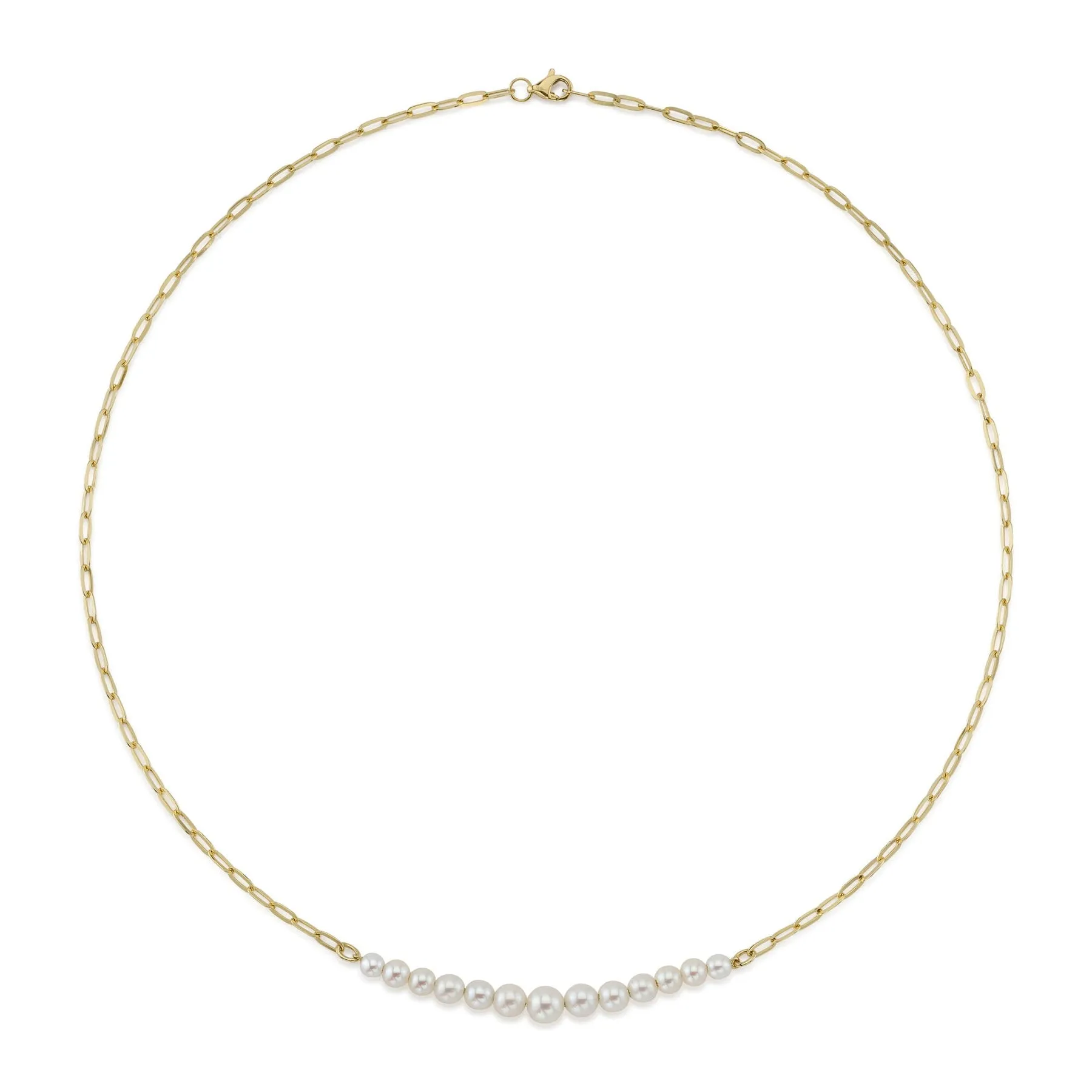 CULTURED PEARL PAPER CLIP LINK NECKLACE 