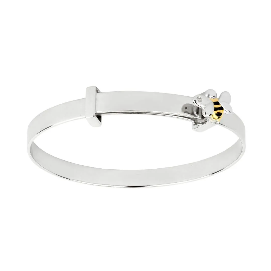 D for Diamond Sterling Silver Bee Baby Bangle B5369 