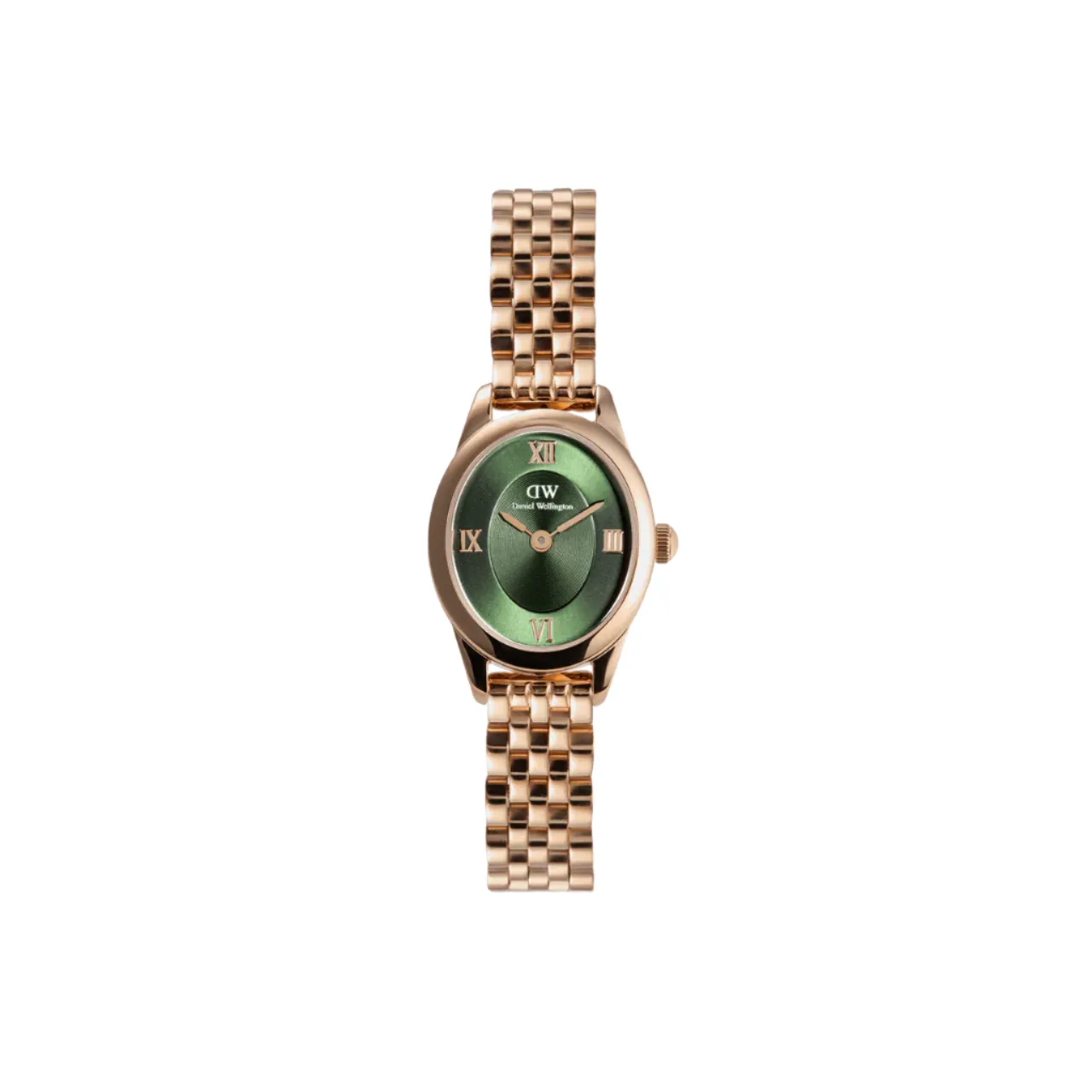 Daniel Wellington Ophelia Mini Beans Link Rose Gold Emerald Dial Watch DW00100806 