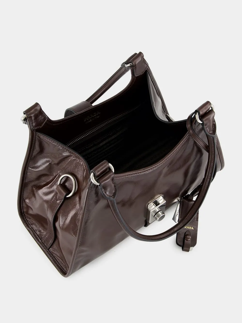 Dark Brown Medium Leather Tote Bag