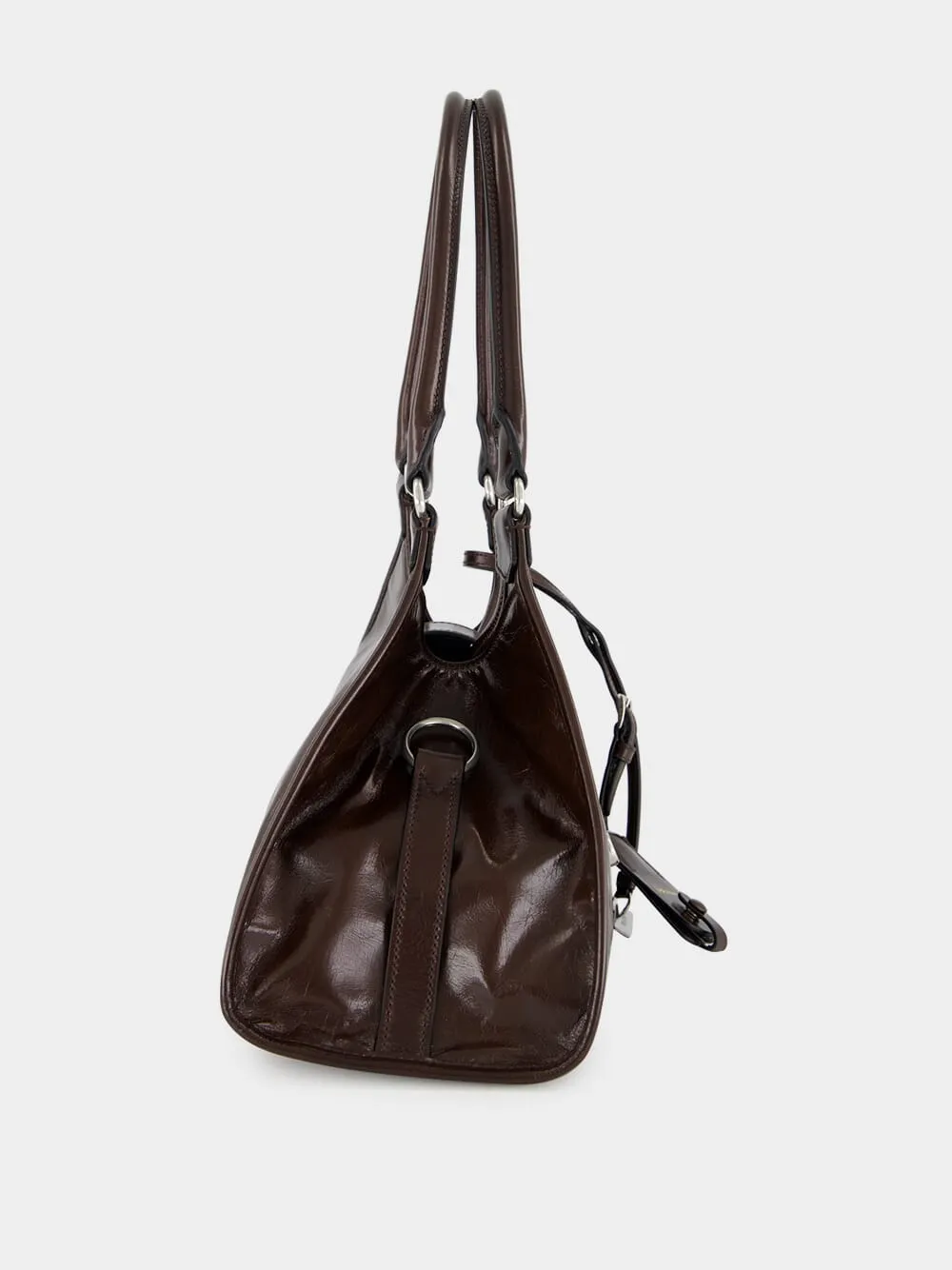 Dark Brown Medium Leather Tote Bag
