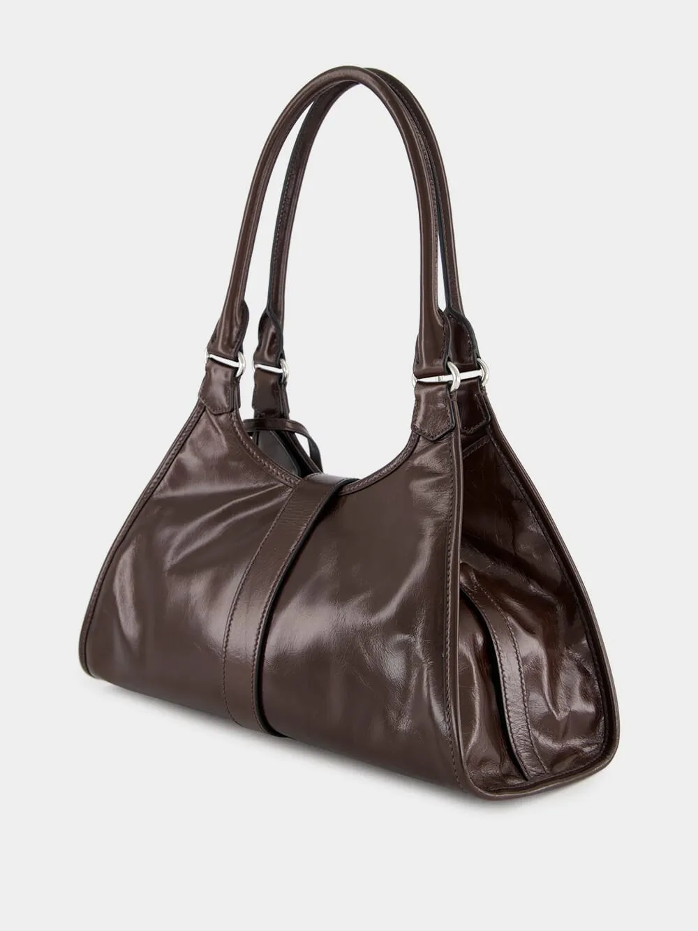 Dark Brown Medium Leather Tote Bag