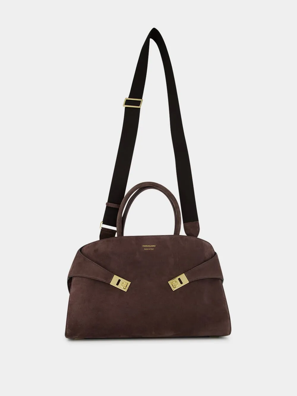 Dark Brown Medium Suede Hug Handbag