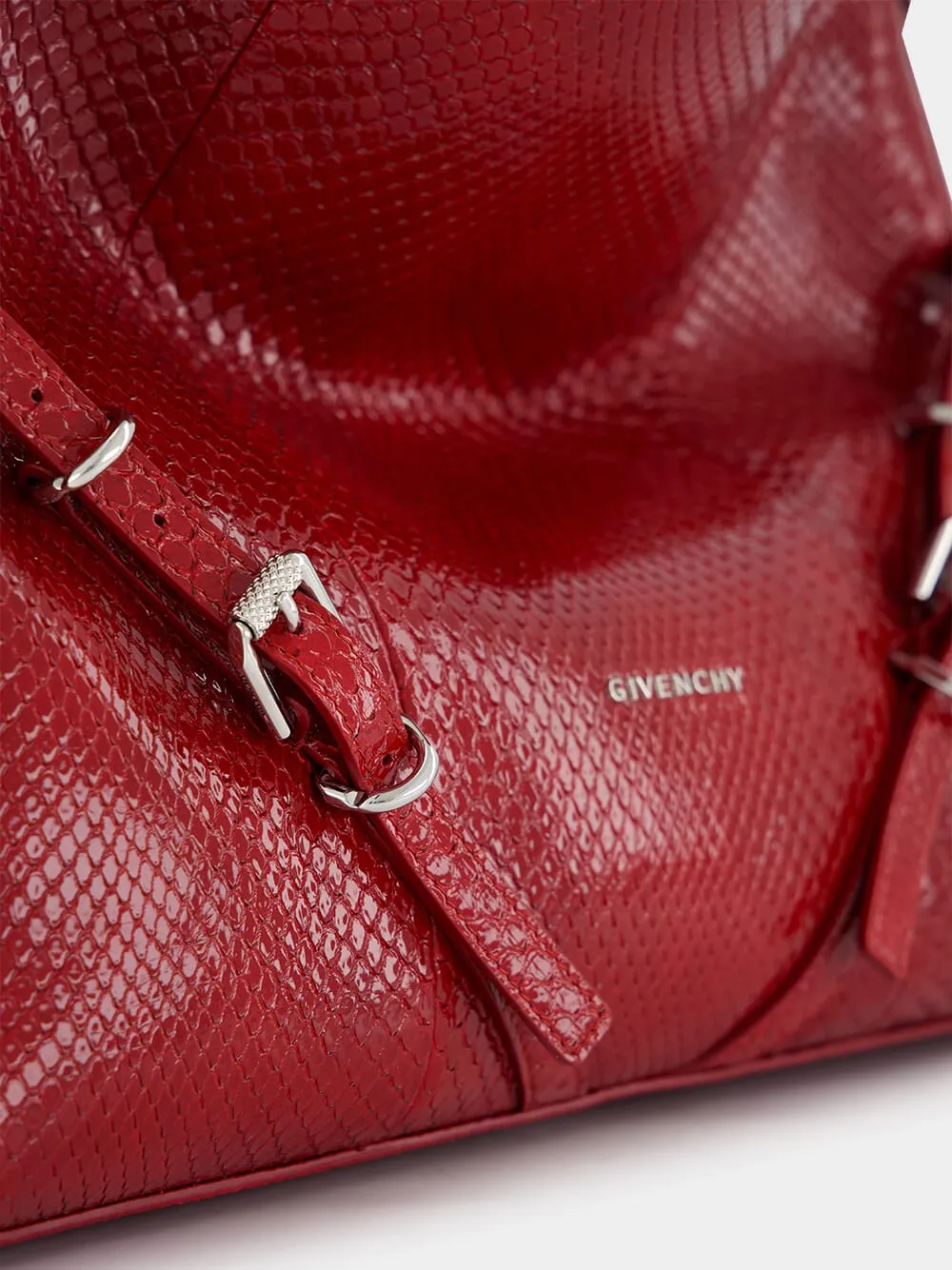 Dark Red Medium Voyou Python Shoulder Bag