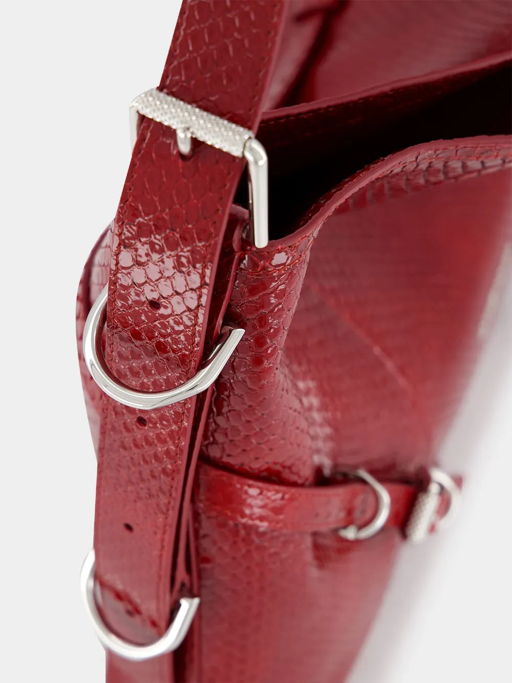 Dark Red Medium Voyou Python Shoulder Bag