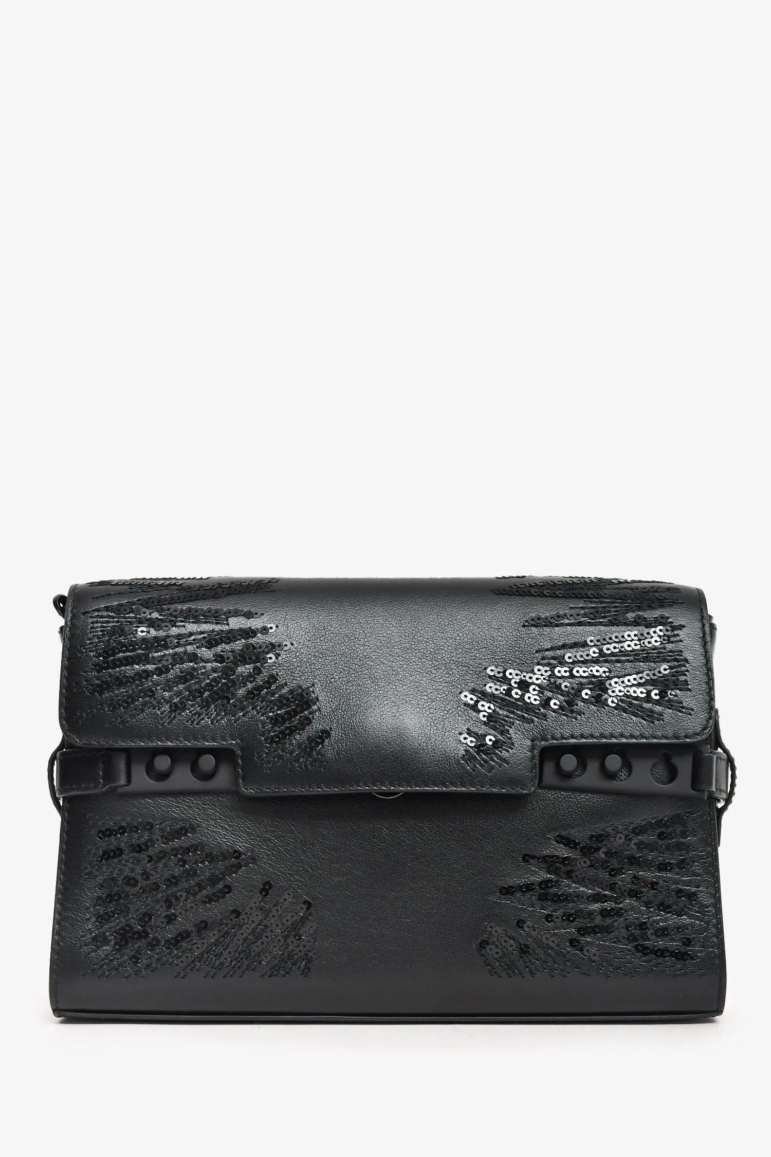 Delvaux Black Leather Sequin Embellished Tempete Wallet On Chain handbags bulk sale