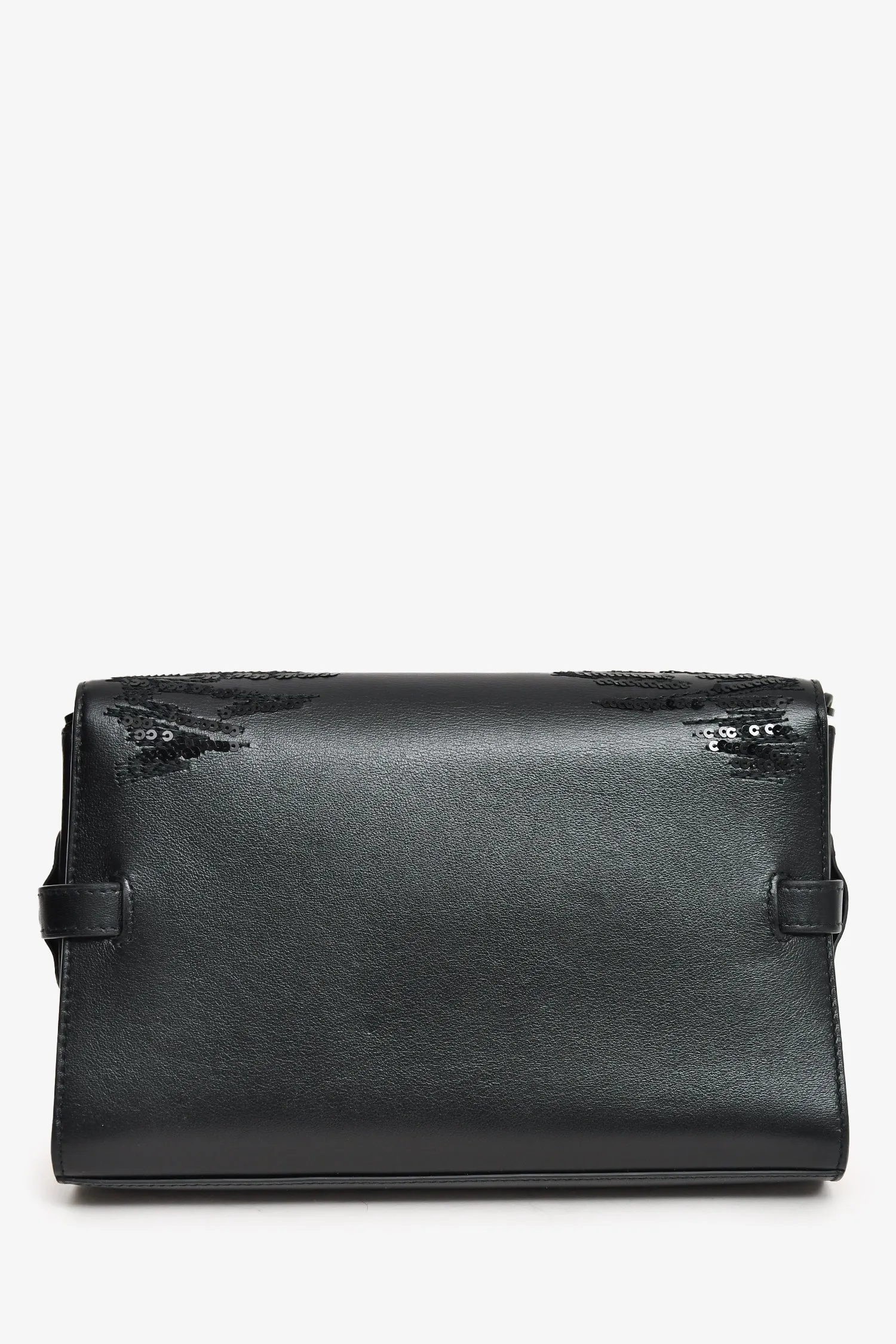 Delvaux Black Leather Sequin Embellished Tempete Wallet On Chain