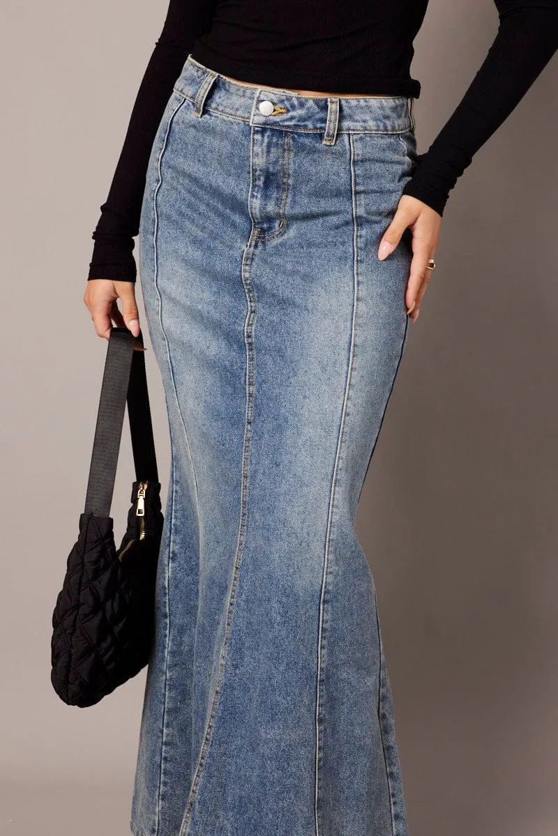 Denim Maxi Skirt High Rise,skirt,denim skirt,mini skirt,maxi skirt,jean skirt,skort,tennis skirt,pleated skirt,pencil skirt,bubble skirt,plisse skirt,fitted skirt,midi skirt,short skirt,short mini skirt,leather skirt,a line skirt