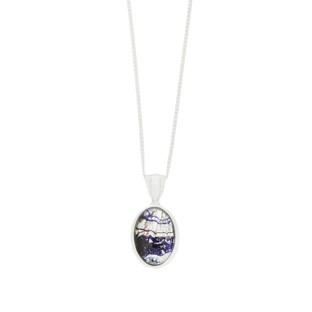Derbyshire Blue John and Blue Goldstone Silver Pendant and Chain 