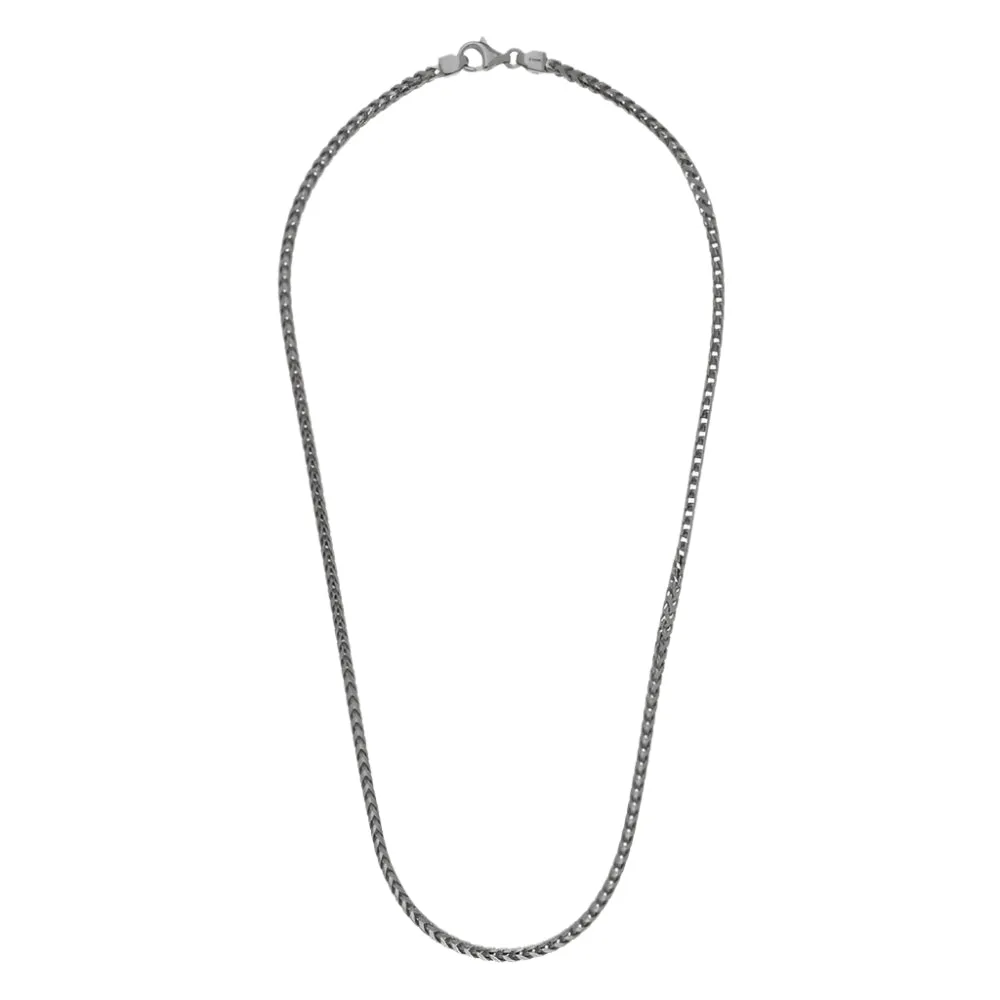 Desmos Sterling Silver Fish Bone Chain Necklace with Gunmetal Finish 