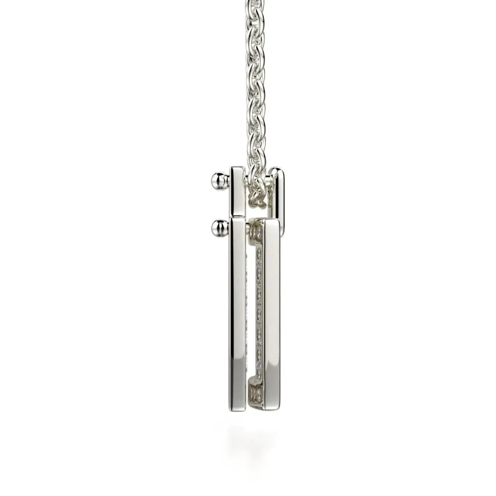 Diamond Filled Square Pendant Necklace MH110S-WG