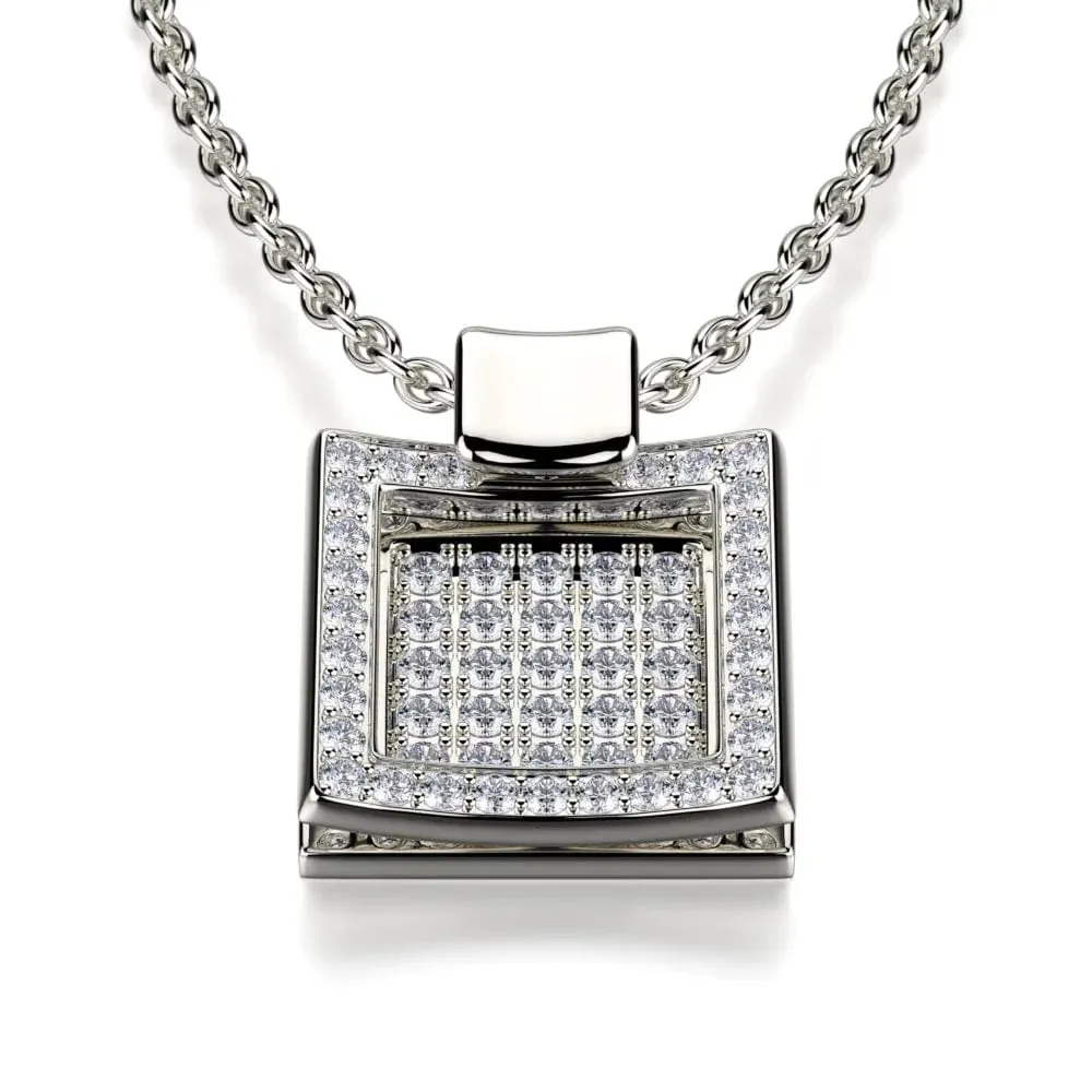 Diamond Filled Square Pendant Necklace MH110S-WG