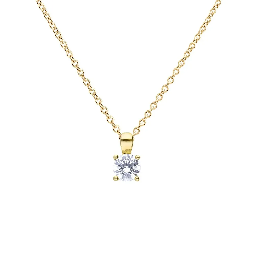 Diamonfire Sterling Silver Gold Tone 0.75ct Zirconia Pendant and Chain P5394 