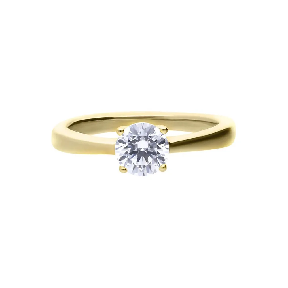 Diamonfire Sterling Silver Gold Tone 0.75ct Zirconia Solitaire Ring R3866 
