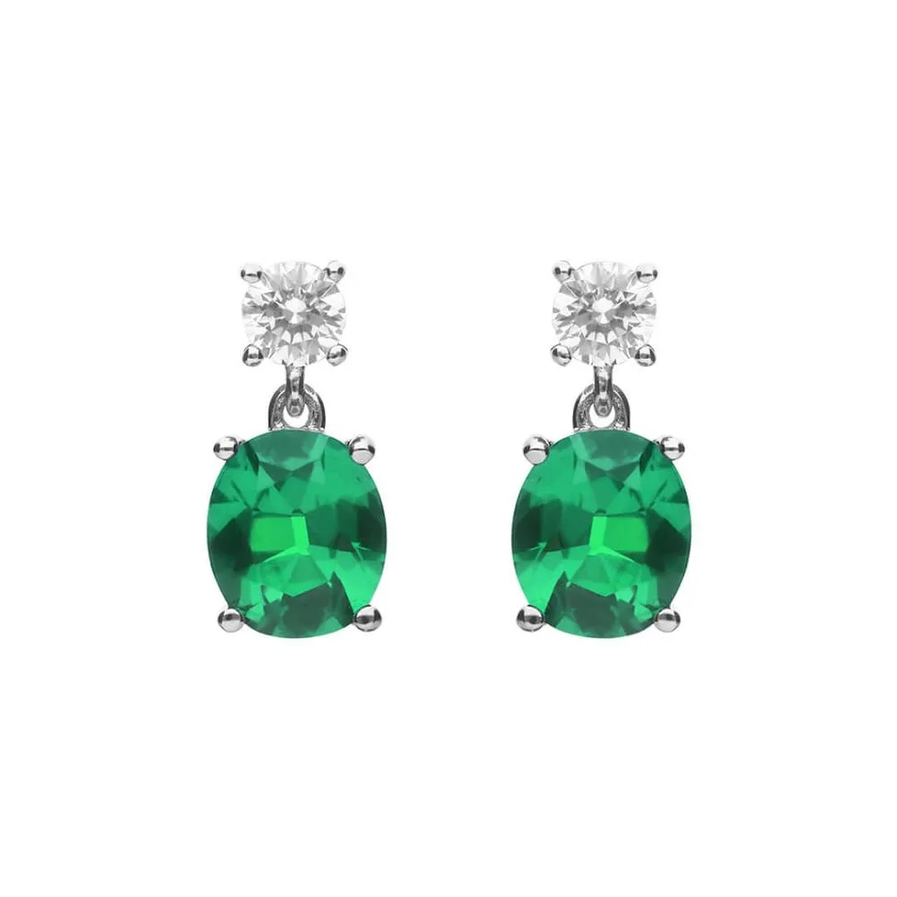 Diamonfire Sterling Silver Green Cubic Zirconia Earrings E6199 