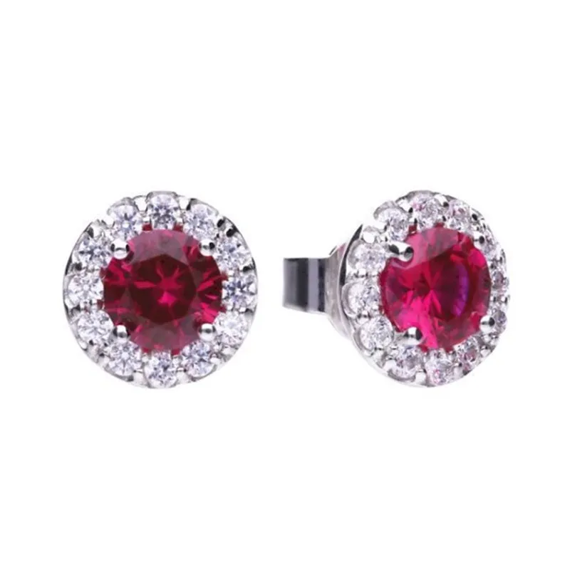 Diamonfire Sterling Silver Ruby Red Zirconia Earrings E5654 
