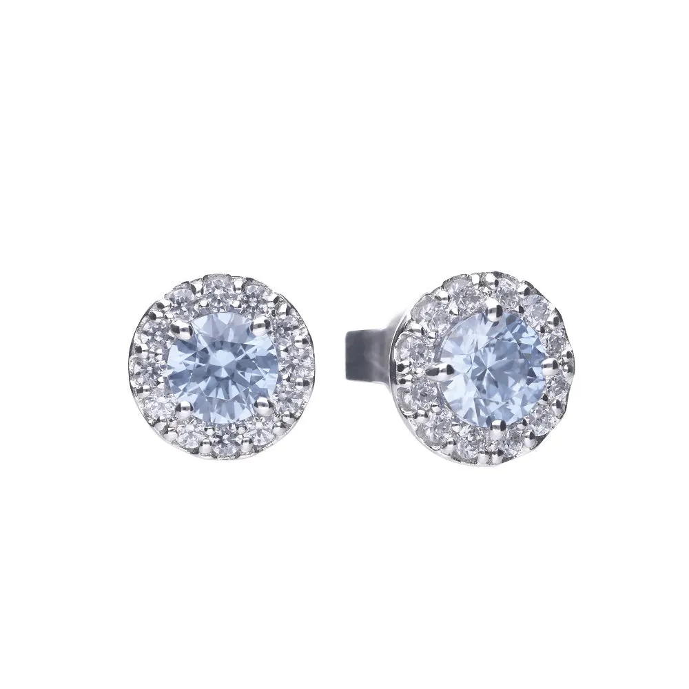 Diamonfire Sterling Silver Sky Blue Cubic Zirconia Earrings E5776 