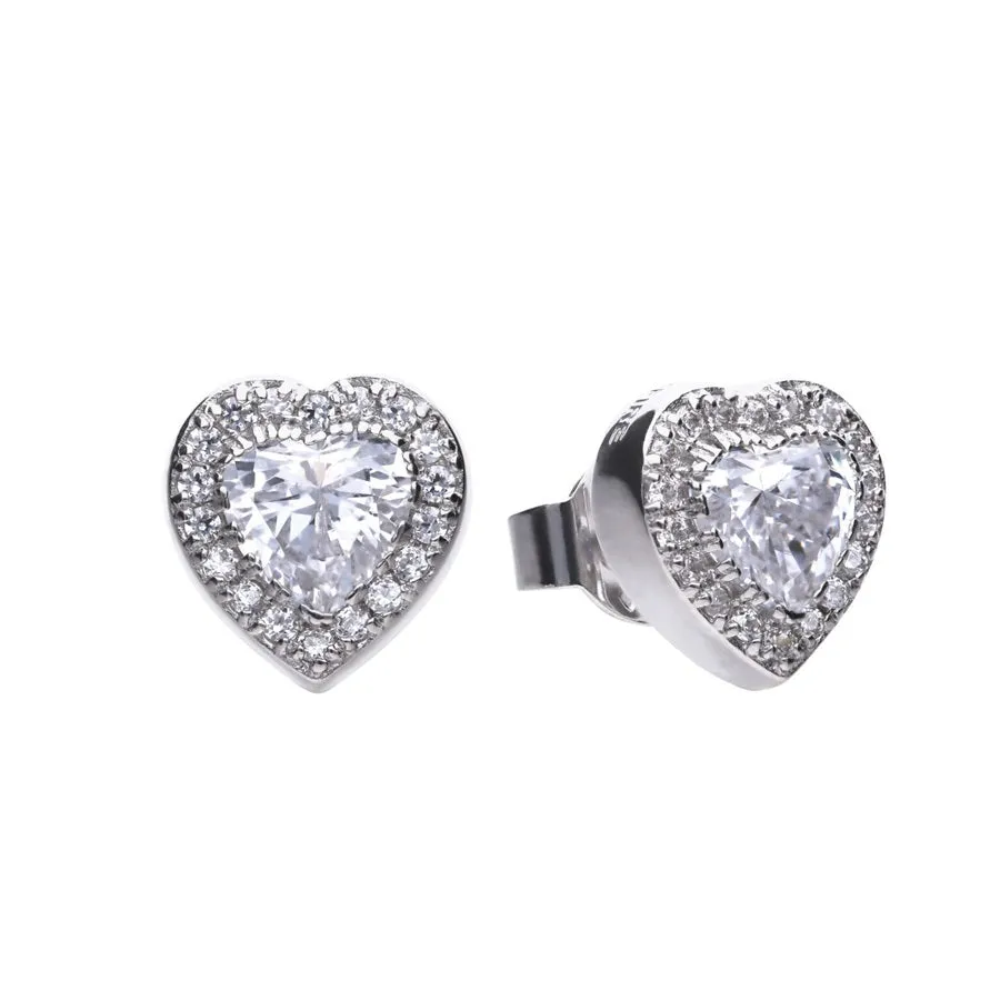 Diamonfire Sterling Silver Zirconia Heart Shaped Stud Earrings E5589 