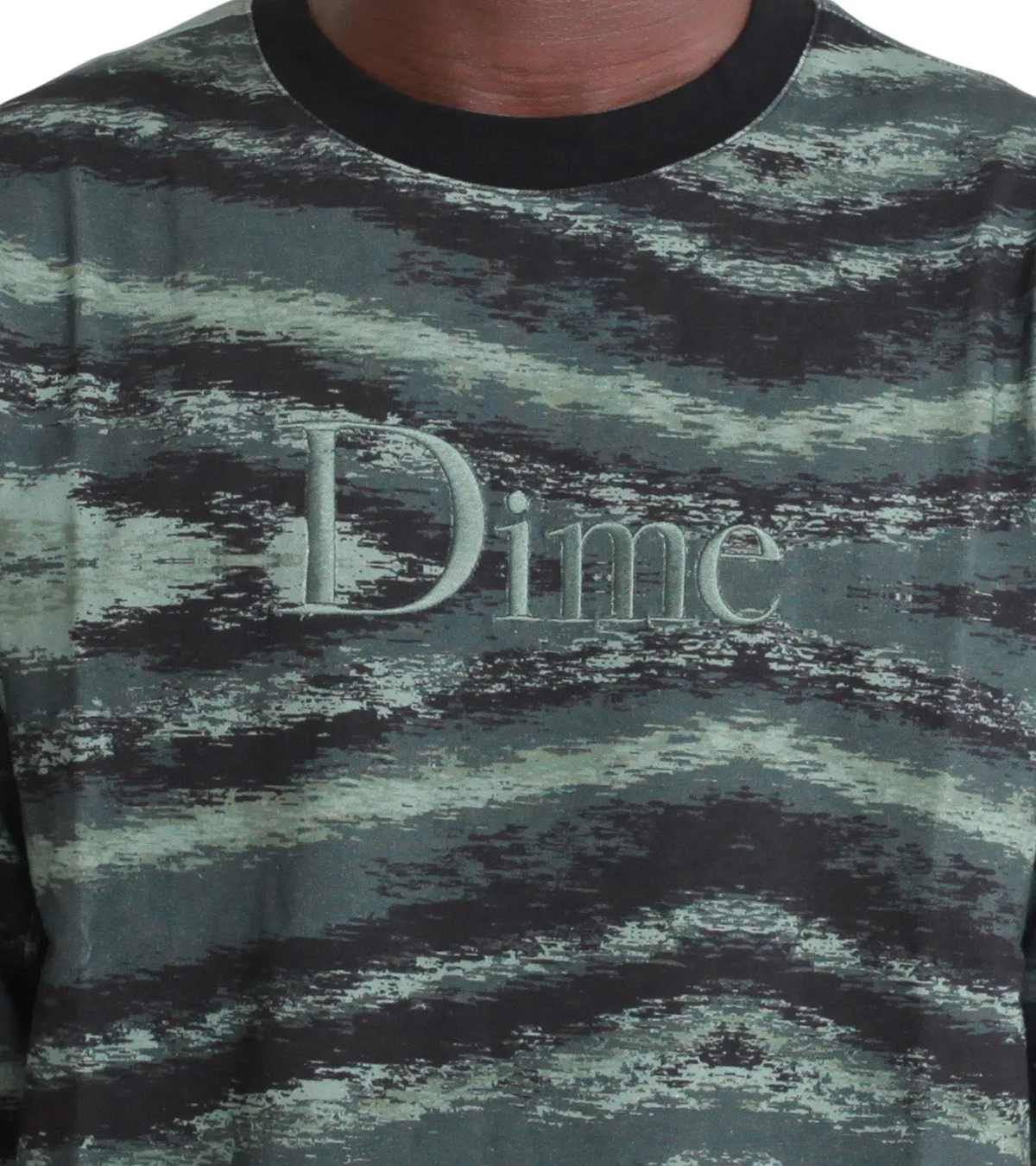 Dime Brushstroke Long Sleeve Shirt Hunter Green