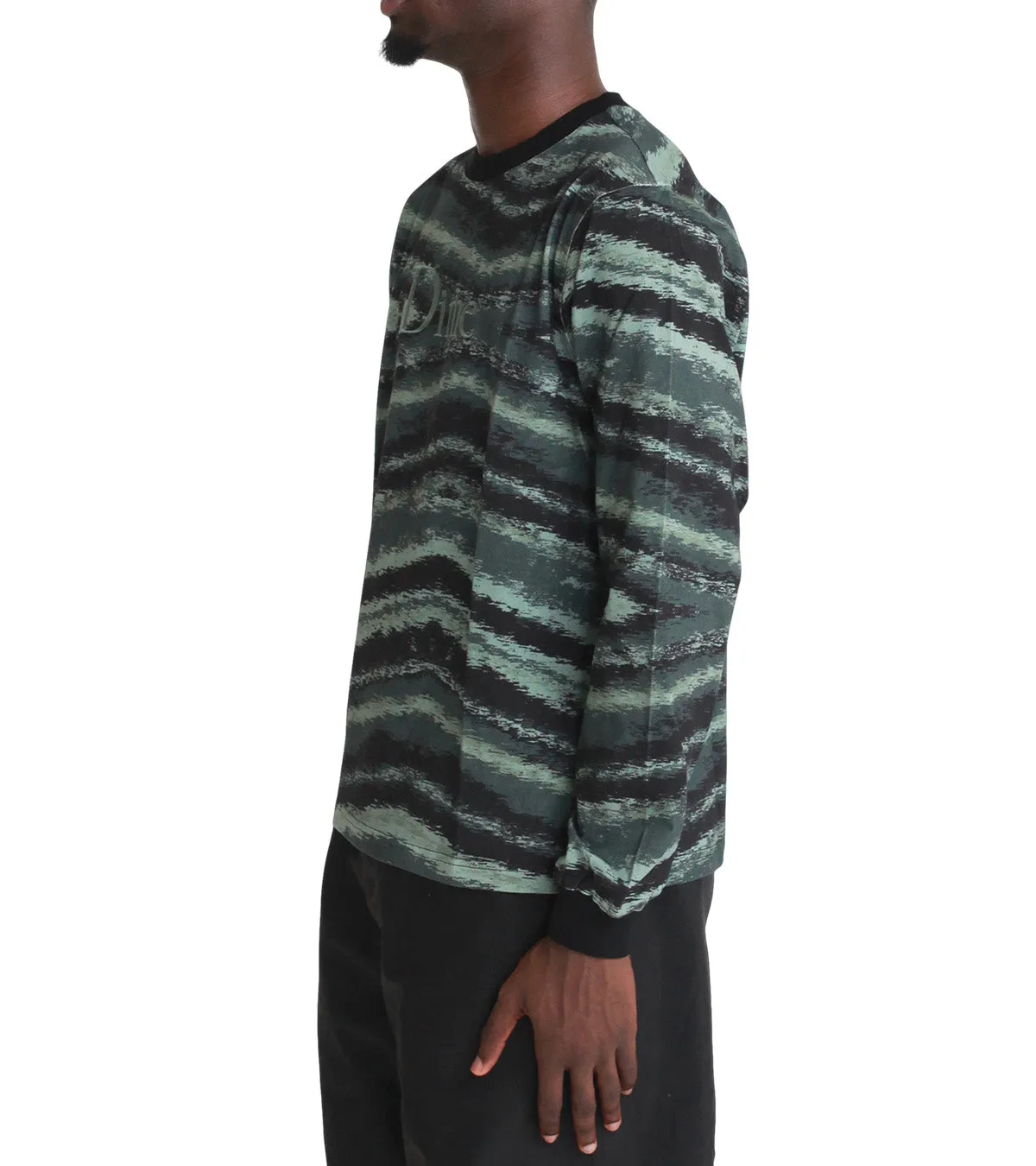 Dime Brushstroke Long Sleeve Shirt Hunter Green