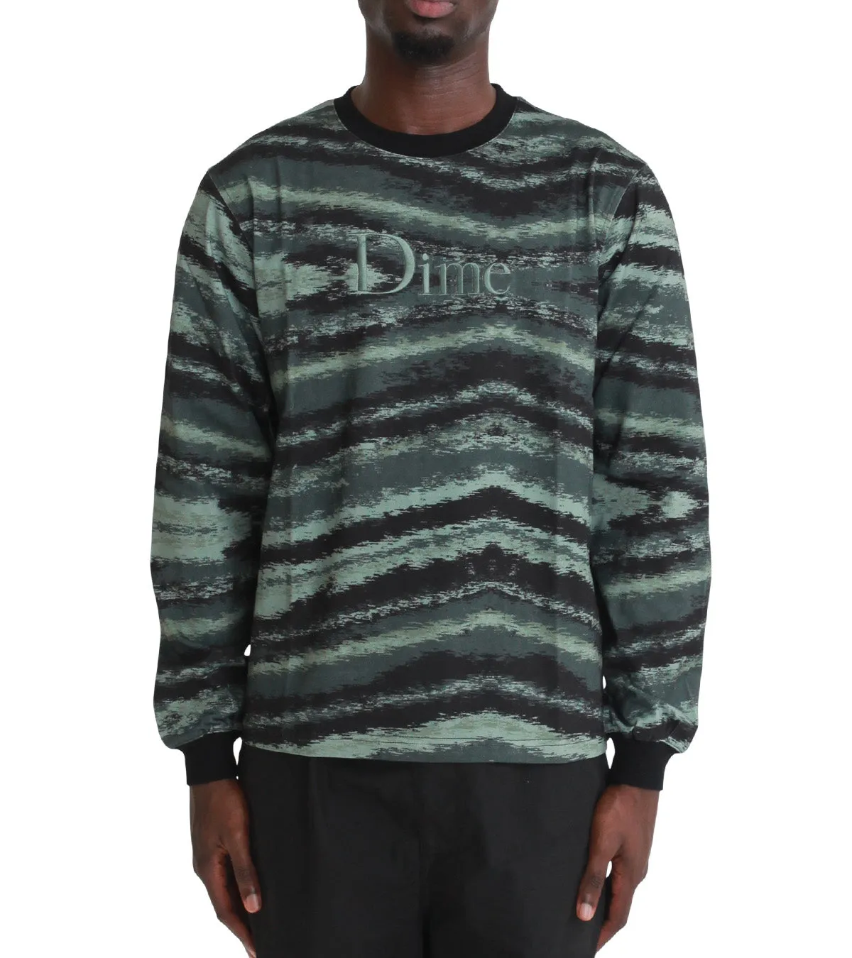 Dime Brushstroke Long Sleeve Shirt Hunter Green