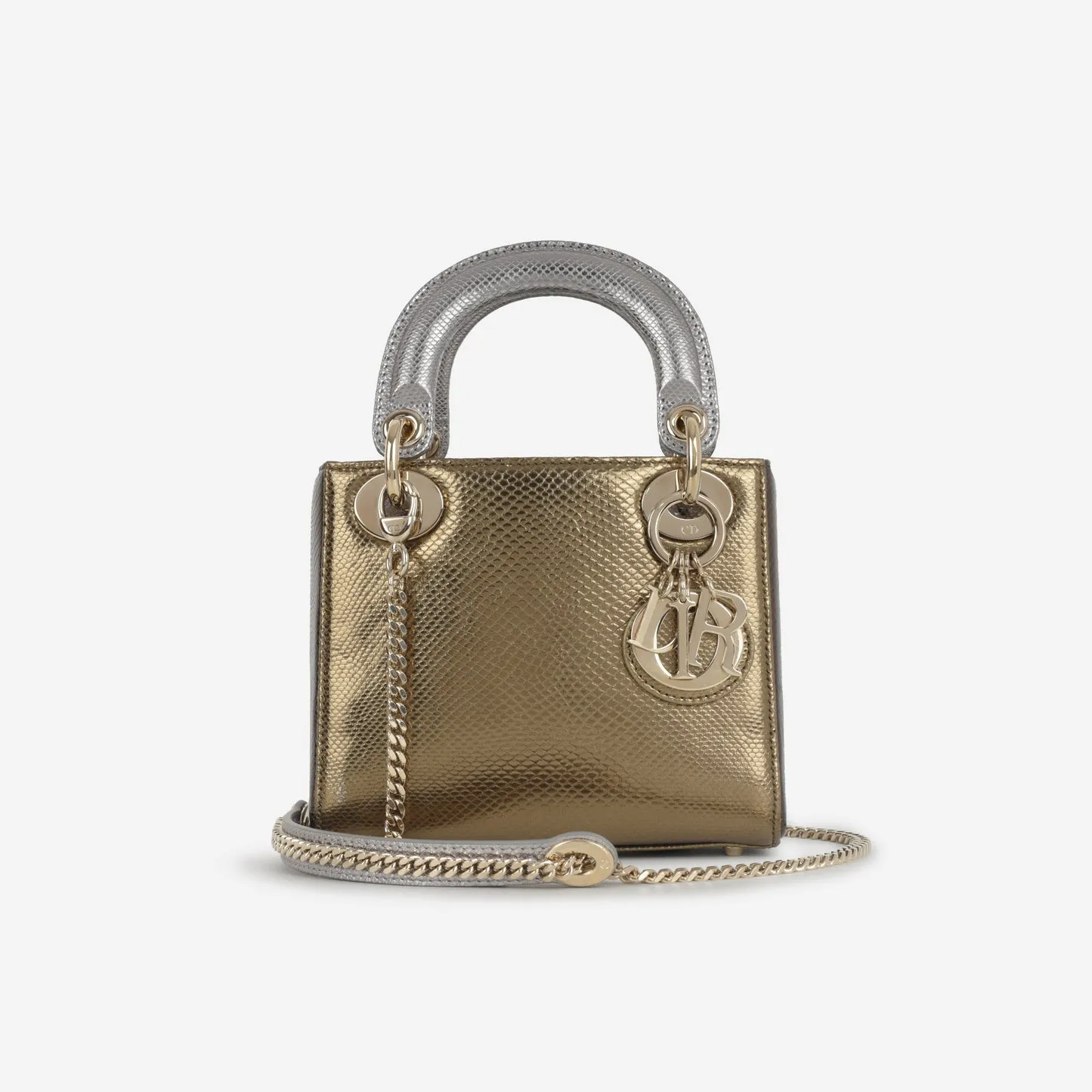Dior Dior - Mini Lady Dior - Silver/Gold Lizard CGHW - Pre-Loved - 2021 handbags bulk sale