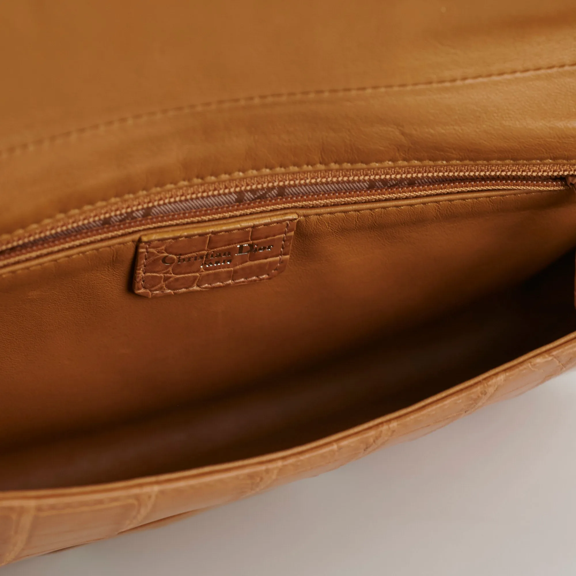 Dior Malice Croc Embossed Tan Shoulder Bag
