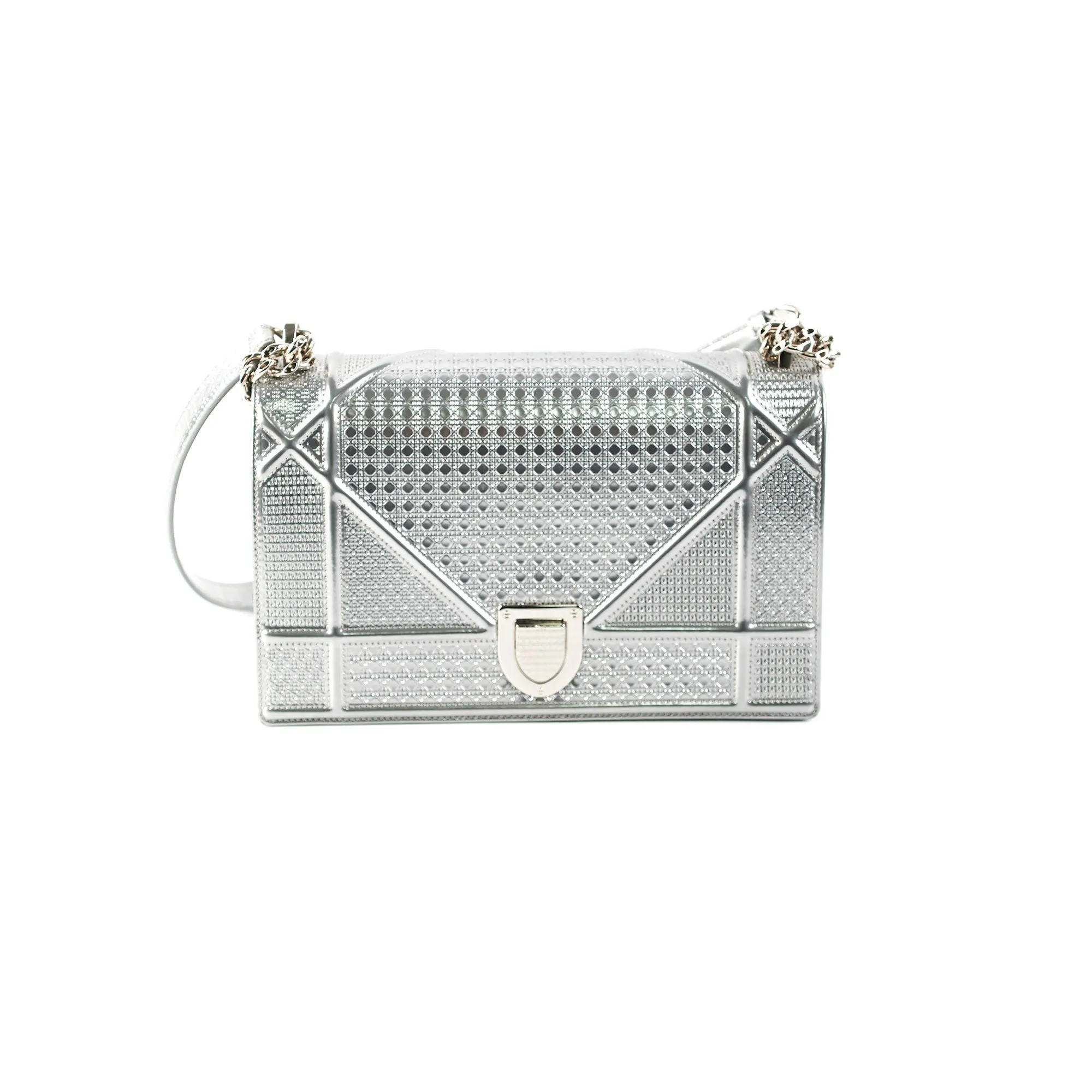 Dior Medium Diorama Metallic Silver