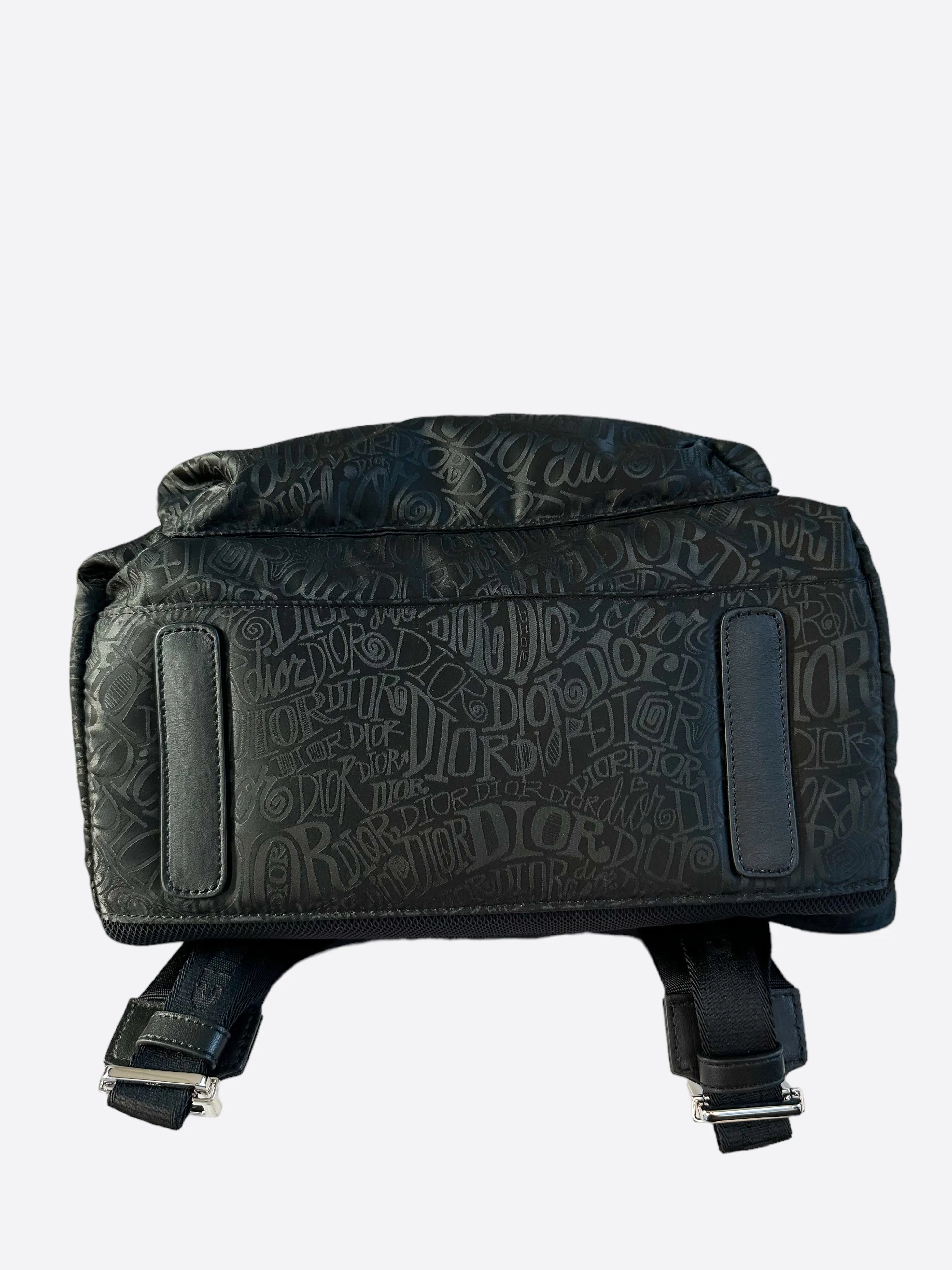 Dior Stussy Black Repeat Logo Rider Backpack