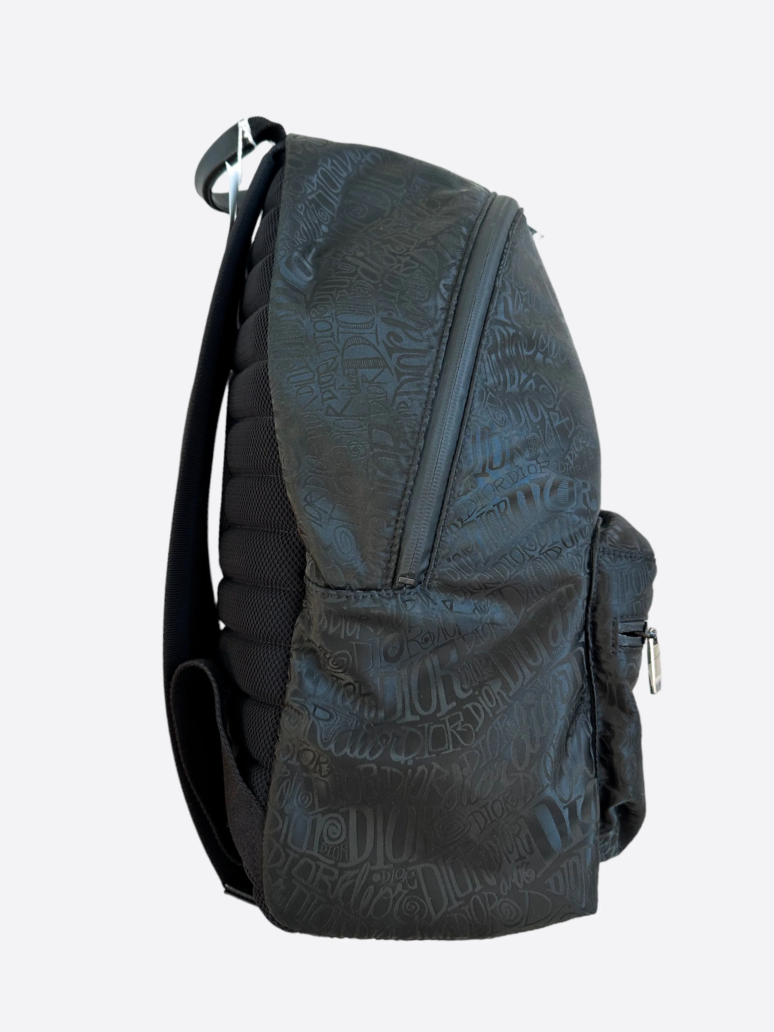 Dior Stussy Black Repeat Logo Rider Backpack