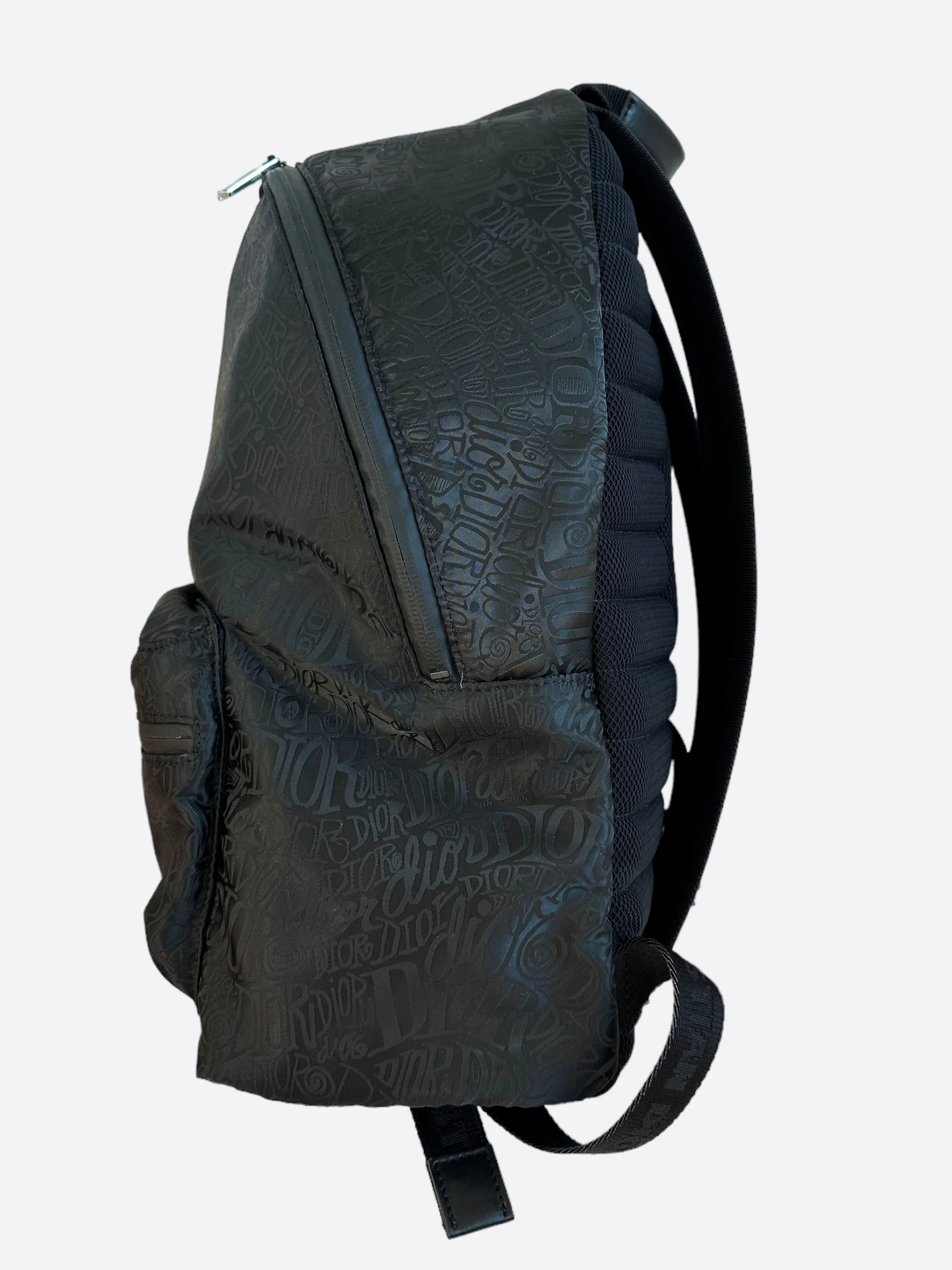 Dior Stussy Black Repeat Logo Rider Backpack