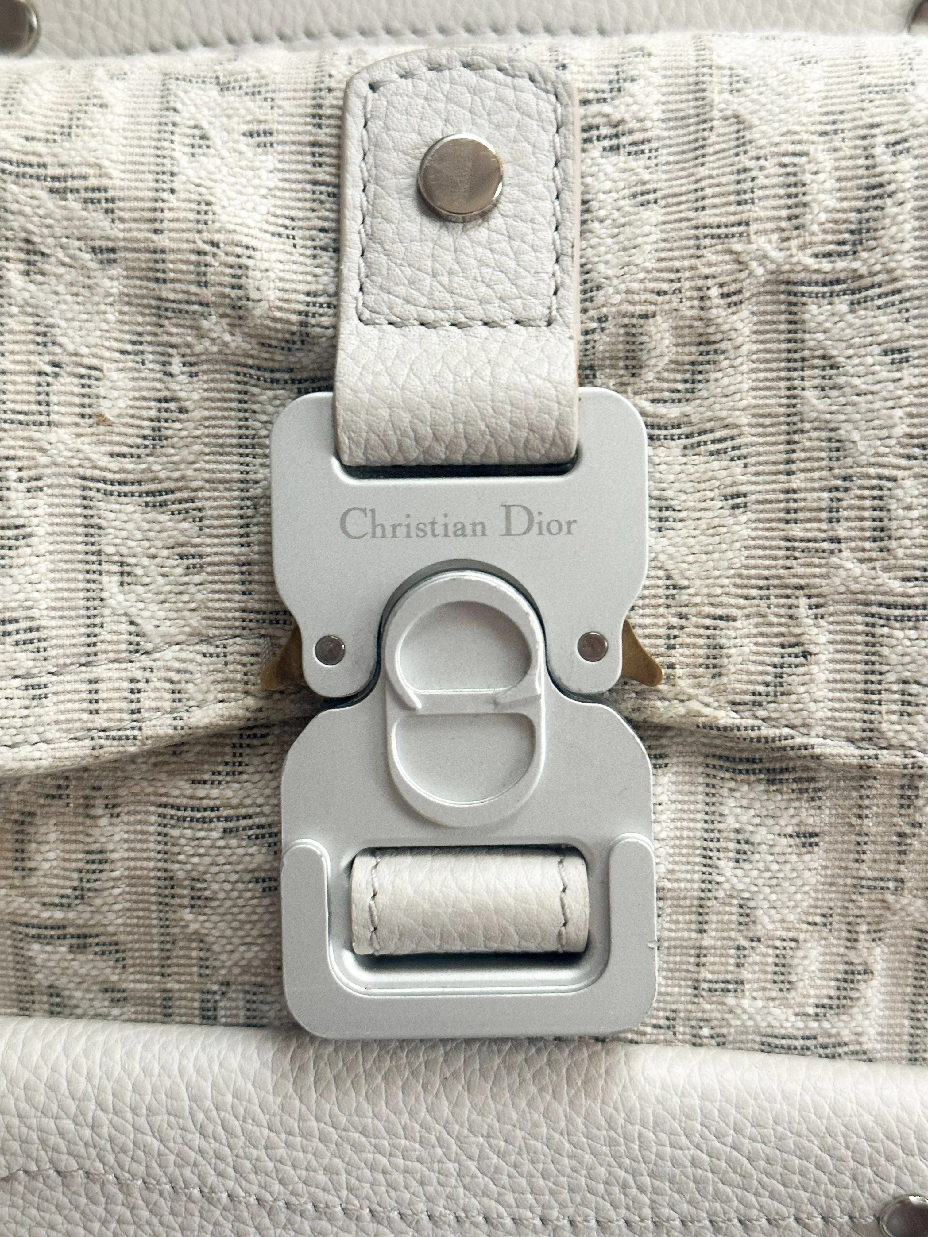 Dior White Oblique Mini Saddle Backpack