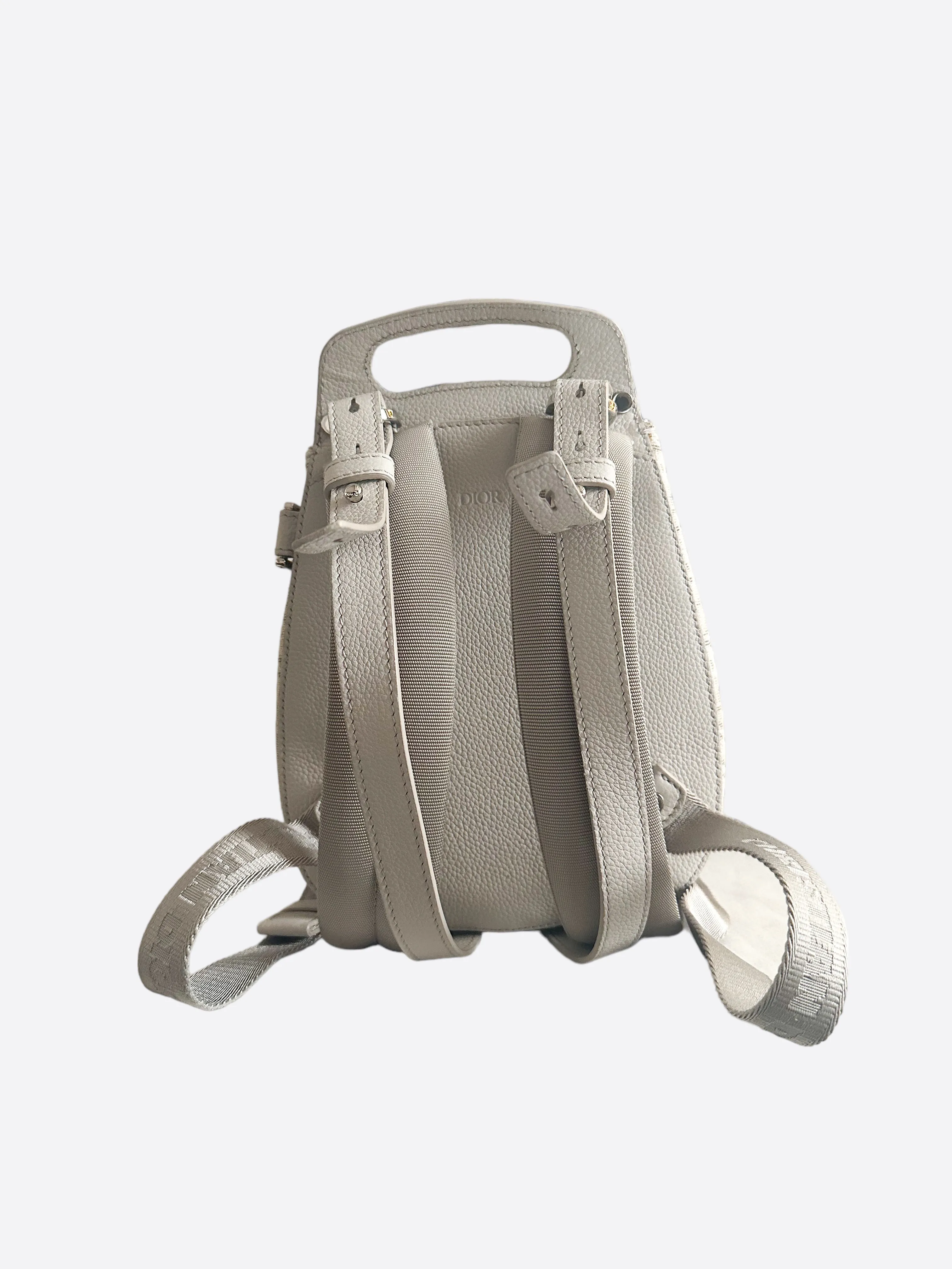 Dior White Oblique Mini Saddle Backpack